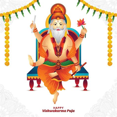 Hindu God Happy Vishwakarma Puja Celebration Card Background 11212091