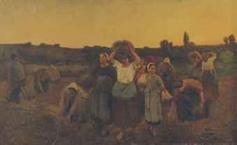 The Recall Of The Gleaners Artois Moonlight Painting Jules Breton Art