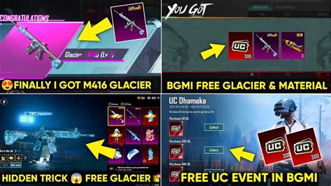 😱hidden Trick Free M416 Glacier In Bgmifree Uc Event How To Get