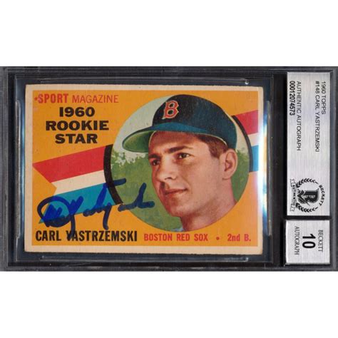 Carl Yastrzemski Signed 1960 Topps 148 RC BGS Autograph Graded 10