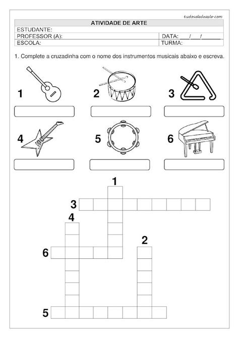 Atividade Instrumentos Musicais Musicals Professor