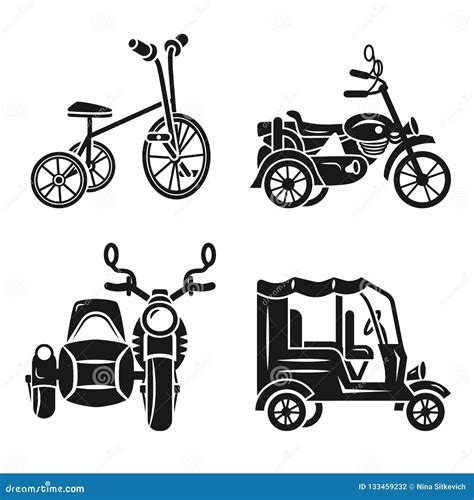 Tricycle Icon Set Simple Style Stock Vector Illustration Of Play