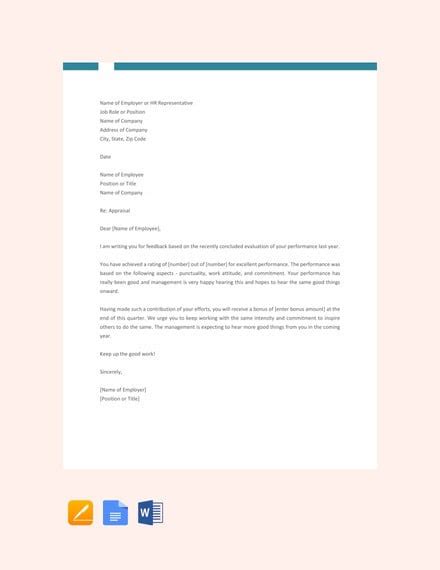 28 Sample Appraisal Letters Pdf Doc Free And Premium Templates