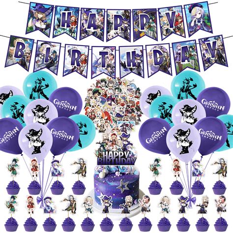 Buy 92 Pcs Genshin Impact Party Supplies Anime Games Merch Party