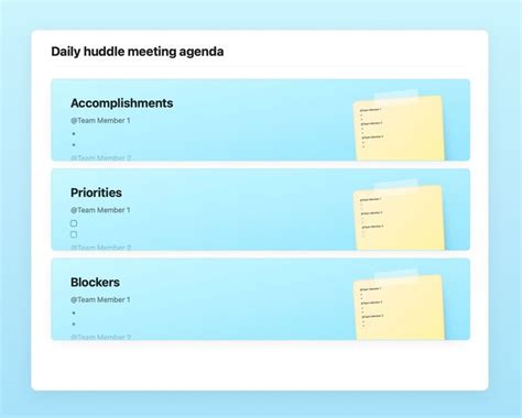 daily huddle meeting agenda  craft template