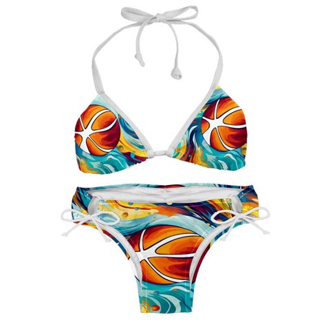 Basketball Women S Swimwear Bikini Set With Detachable Sponge And