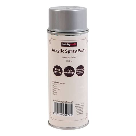 Silver Metallic Acrylic Spray Paint 400ml Hobbycraft