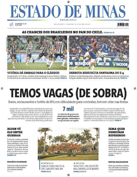 Confira A Capa Do Jornal Estado De Minas Do Dia