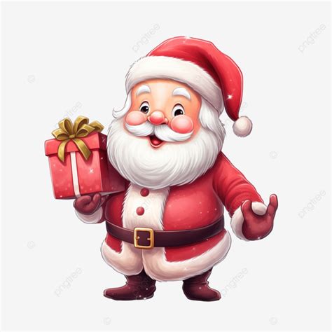 Cute Santa Claus Character Is Holding A Christmas Present And Carrying