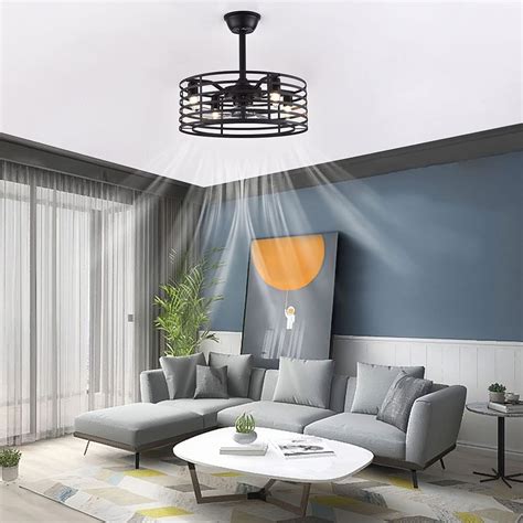 18 Low Profile Black Caged Bladeless Ceiling Fan Ceiling Fans – Pensber