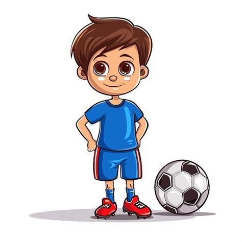 Jogador De Futebol De Personagem Vetorial Uma Bola Em Um Fundo