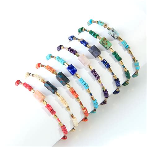 KELITCH Natural Crystal Beaded Friendship Bracelets For Women Turquoise