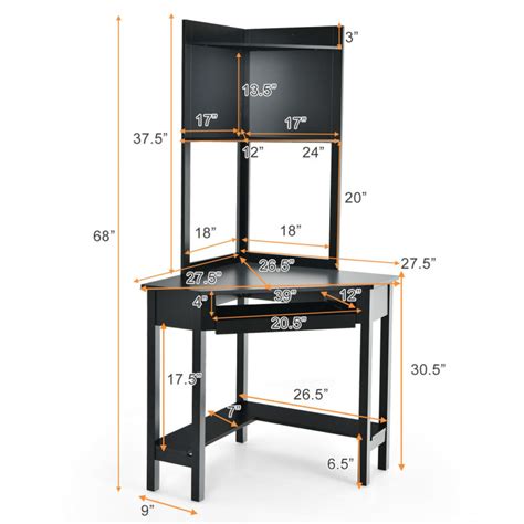 Corner Computer Desk with Hutch and Storage Shelves - Costway