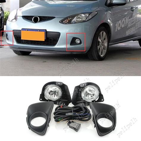 Front Bumper Fog Light Driving Lamp Kit For 2007 2014 Mazda 2 Demio