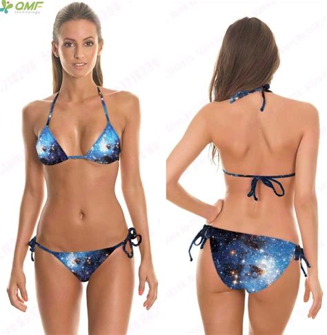 Amazing Blue Space Galaxy Painting Bikinis Set Starry Night Sky Bikini