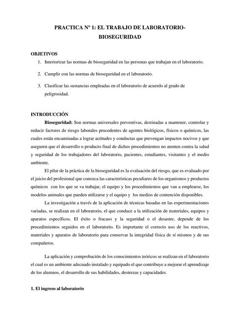 Solution Bioquimica Pr Ctica De Bioseguridad Studypool