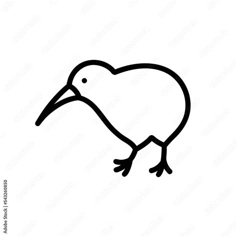 Kiwi Bird Doodle Icon Vector Color Line Illustration Stock Vector