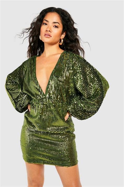 Sequin Blouson Sleeve Mini Dress Boohoo Uk