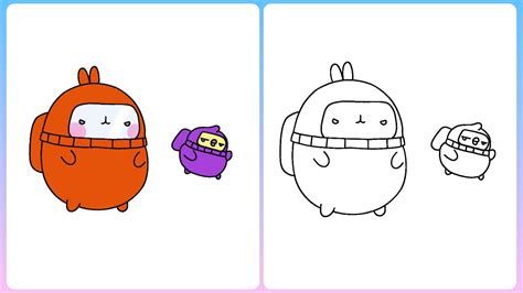 How To Draw Among Us Molang And Piu Piu Easy Step By Step Drawing Little Champs Art Youtube