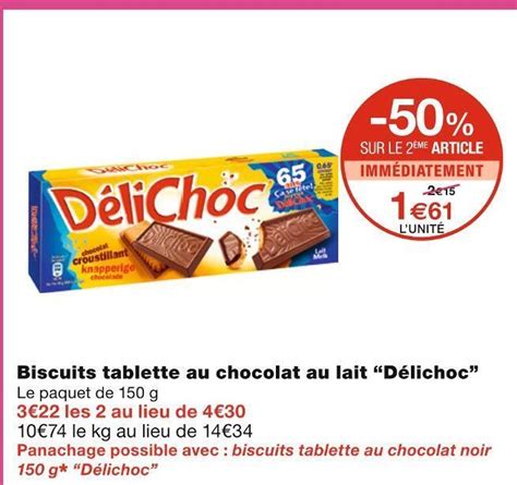 Promo D Lichoc Biscuits Tablette Au Chocolat Au Lait Chez Monoprix