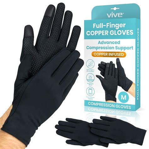 Vive Copper Arthritis Gloves Full Hand Compression Touchscreen Finger