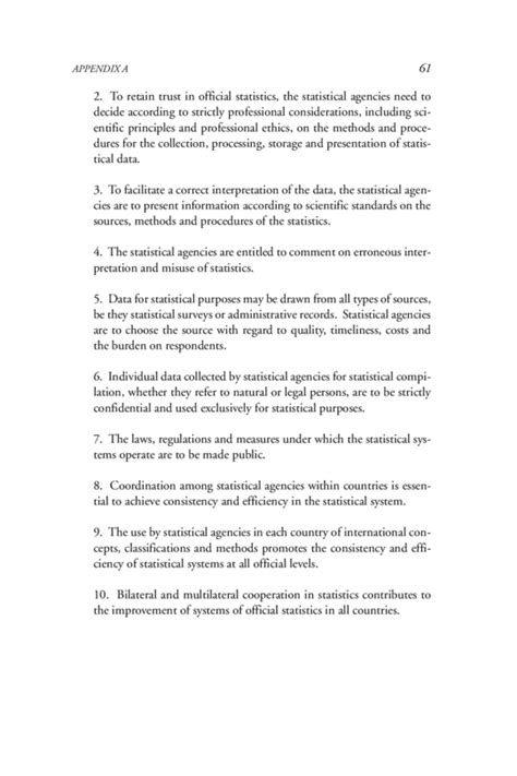 Appendix A Fundamental Principles Of Official Statistics Of The United