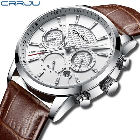 Watches Mens 2021 Crrju Casual Leather Quartz Men S Watch Top Brand Luxury Business Clock Male