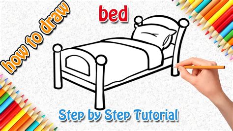 رسم سرير بطريقة بسيطة بطريقة كرتونية how to draw cartoon bed