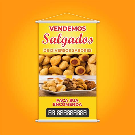 Banner Temos Salgados Encomenda Diversos Sabores X Cm Elo