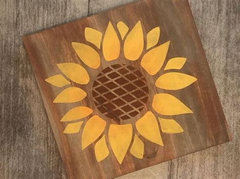 Sunflower Wood Sign For Housewarming T Summer Floral Home Etsy