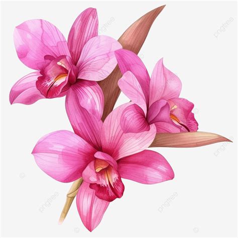 Pink Orchid Flower Watercolor Pink Flower Orchid Png Transparent