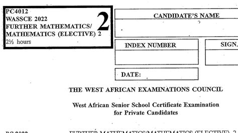 Wassce 2022 November Further Mathematics Paper 2 Compulsory Questions Youtube