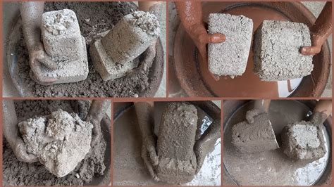 Crispy Sand Cement Shapes Chunk Crumbling In Water ASMR Cement Asmr