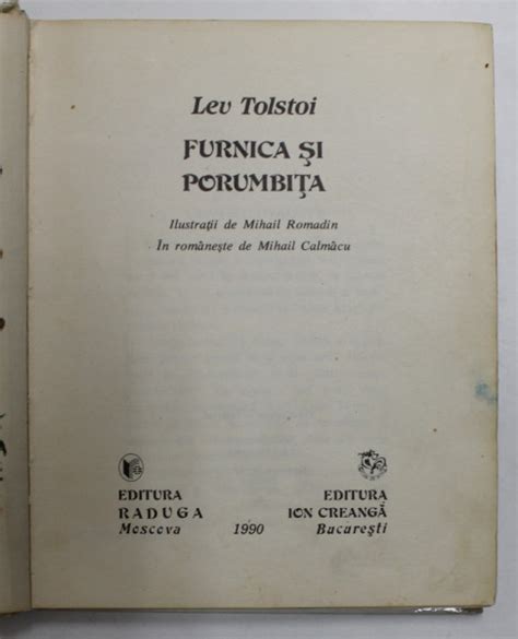 Furnica Si Porumbita De Lev Tolstoi Prezinta Pete Pe Coperta Spate