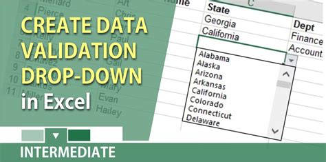 Create A Data Validation Drop Down List In Excel By Chris Menard Chris