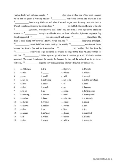 Cloze Test English ESL Worksheets Pdf Doc