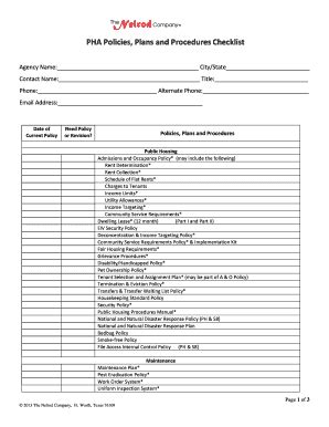 Fillable Online Pha Policies Plans And Procedures Checklist The