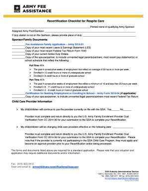 Fillable Online Recertification Checklist For Respite Care Fax Email