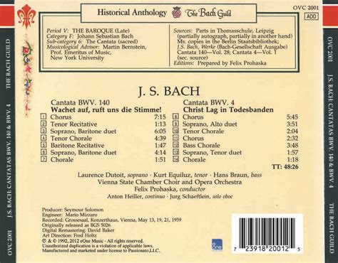 J S Bach Cantatas Bwv Bwv Alto Cd