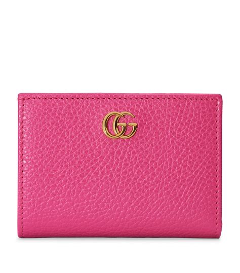 Womens Gucci Pink Leather Gg Marmont Bifold Wallet Harrods Uk