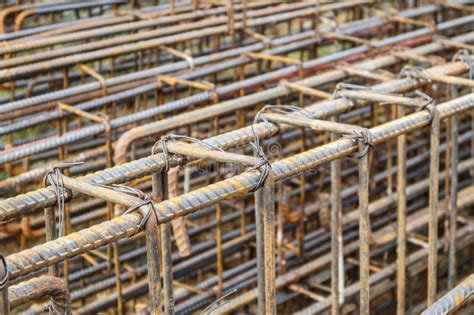 Steel Rebar For Reinforced Concrete At Building Construction Sit Stock