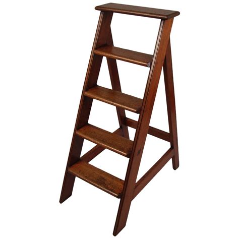 English Mahogany Library Ladder At 1stdibs