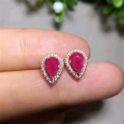 Fashion natural red ruby stud earrings Natural gem stone earrings Small ...