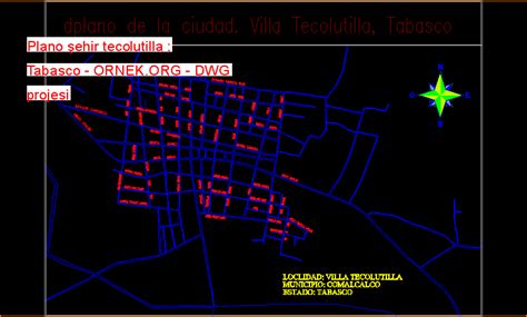 Proje Sitesi Plano Ehir Tecolutilla Tabasco Autocad Projesi