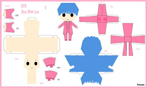 Bts Paper Craft Boy With Luv Ver V Paper Doll Template Paper