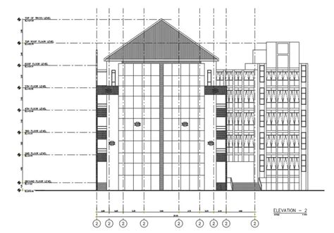 Autocad 2d Dwg Drawing File Shows The Details Of Front Elevation Of The