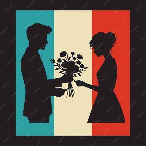 Premium Vector Silhouette Man Giving Flowers To Woman Stock Vector And Logo