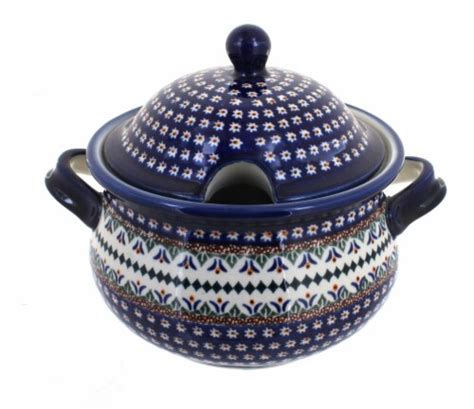 Blue Rose Polish Pottery Daisy Soup Tureen 1 Food 4 Less