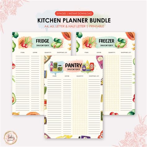 Kitchen Inventory Tracker Bundle Pantry Inventory Freezer Inventory Fridge Inventory Food