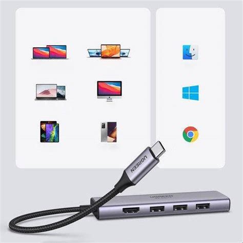 Ugreen Cm In Adapter Usb C Hub To X Usb Hdmi Tf Sd